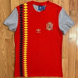 Adidas Originals Mens SPAIN TEAM FUTBOL TEE Shirt Red Sz M soccer blue tag